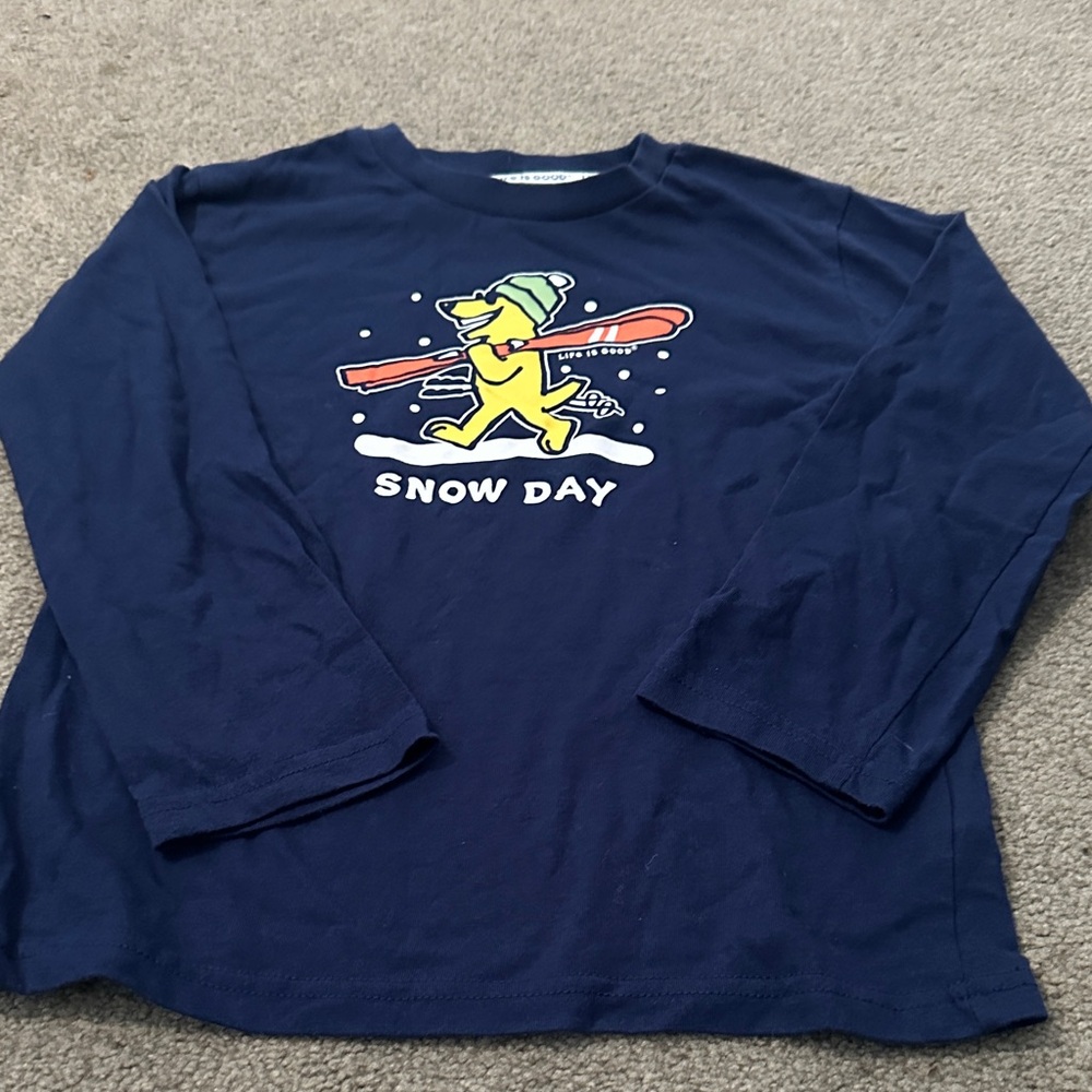 Life Is Good Kids Navy Blue Snow Day Long Sleeve Tee